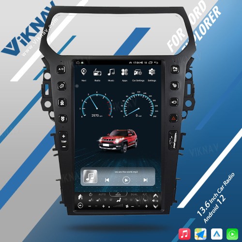 VIKNAV 13.6 Inch Car Radio For Ford Explorer 2011-2019 Multimedia  Android Auto Wireless Carplay GPS Navigation Head Unit (128GB)