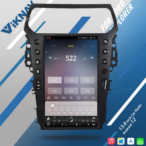 VIKNAV 13.6 Inch Car Radio For Ford Explorer 2011-2019 Multimedia  Android Auto Wireless Carplay GPS Navigation Head Unit (128GB)