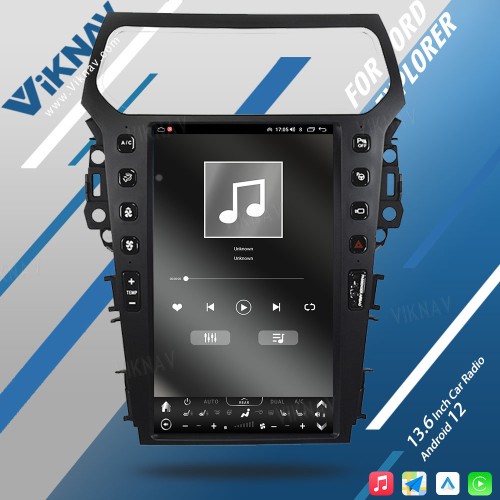 VIKNAV 13.6 Inch Car Radio For Ford Explorer 2011-2019 Multimedia  Android Auto Wireless Carplay GPS Navigation Head Unit (128GB)