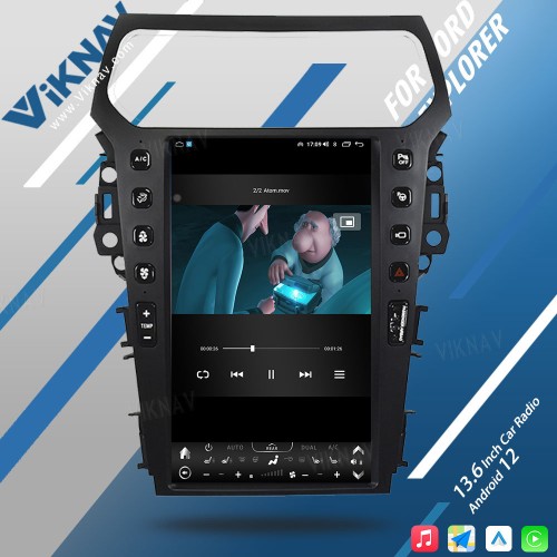 VIKNAV 13.6 Inch Car Radio For Ford Explorer 2011-2019 Multimedia  Android Auto Wireless Carplay GPS Navigation Head Unit (128GB)