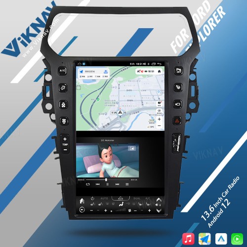 VIKNAV 13.6 Inch Car Radio For Ford Explorer 2011-2019 Multimedia  Android Auto Wireless Carplay GPS Navigation Head Unit (128GB)