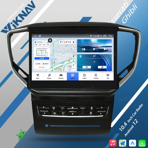 Viknav Car Radio For Maserati Ghibli 2013-2017 Touch Screen 10.4 inch GPS Navigation Multimedia Player Wireless Carplay Android Auto Stereo Head UNIT (64gb）