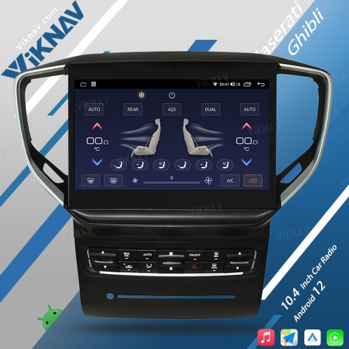 Viknav Car Radio For Maserati Ghibli 2013-2017 Touch Screen 10.4 inch GPS Navigation Multimedia Player Wireless Carplay Android Auto Stereo Head UNIT (64gb）