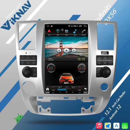 Viknav Car Radio For Infiniti QX56 2007-2010 Touch Screen 12.1 inch GPS Navigation Multimedia Player Wireless Carplay Android Auto Stereo Head UNIT (64gb）