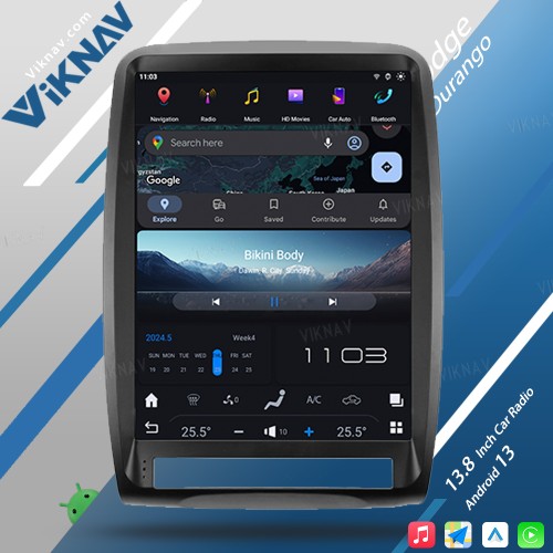 Viknav 13.8 inch Car radio For Dodge Durango 2011-2013 Wireless Carplay Android 13 touch screen tape recorder head unit Multimedia player（128GB）