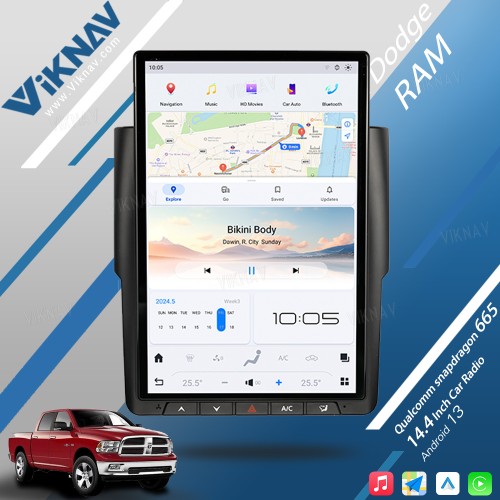 Viknav 14.4 inch Car radio For Dodge RAM 2013-2018 Wireless Carplay Android 13 touch screen GPS Navigation head unit Multimedia player（128GB）