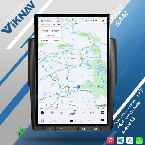 Viknav 14.4 inch Car radio For Dodge RAM 2013-2018 Wireless Carplay Android 13 touch screen GPS Navigation head unit Multimedia player（128GB）