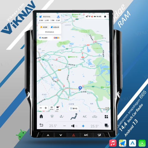 Viknav 14.4 inch Car radio For Dodge RAM 2019-2023 Wireless Carplay Android 13 touch screen GPS Navigation head unit Multimedia player（128GB）