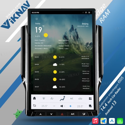 Viknav 14.4 inch Car radio For Dodge RAM 2019-2023 Wireless Carplay Android 13 touch screen GPS Navigation head unit Multimedia player（128GB）