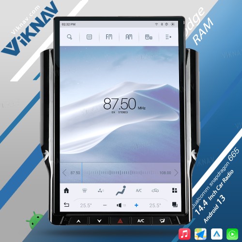 Viknav 14.4 inch Car radio For Dodge RAM 2019-2023 Wireless Carplay Android 13 touch screen GPS Navigation head unit Multimedia player（128GB）