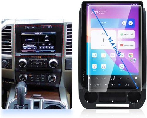 Viknav Ship From USA 14.4 Inch Vertical Screen Car Radio for Ford Raptor F150 2015-2022 Android Auto Stereo Receiver Multimedia Player GPS Navigation Head Unit Tape Recorder (SYNC2)