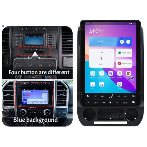 Viknav Ship From USA 14.4 Inch Vertical Screen Car Radio for Ford Raptor F150 2015-2022 Android Auto Stereo Receiver Multimedia Player GPS Navigation Head Unit Tape Recorder (SYNC-3)