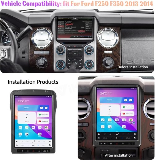 Viknav Ship From USA Abdroid 13 Car Radio For Ford F250 F350 2013 2014 Tesla Style 14.4 Inch Touch Screen Android Auto GPS Navigation 128GB Multimedia Player