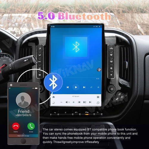 Viknav Ship From USA 14.4 Inch Android Car Radio For Chevrolet Silverado GMC Sierra 2014-2019 Auto Stereo Upgrade 2K IPS Touch Screen GPS Navigation Multimedia Play (OEM Radio with 4.2/8 Inch Screen)