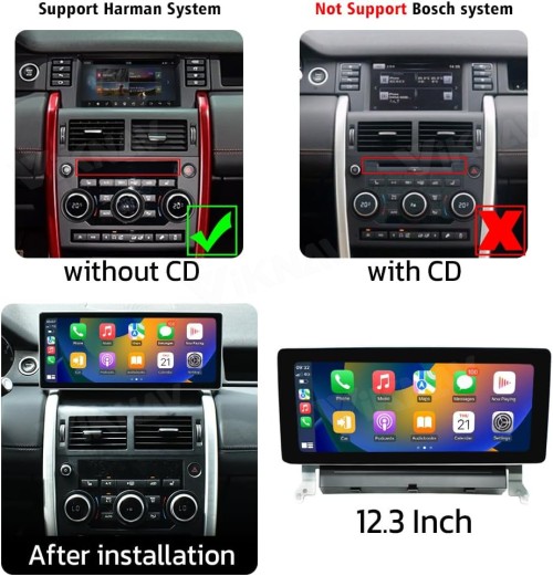 Viknav Ship From USA  Android Car Radio For Land Rover Discovery Sport L550 2015-2019 Multimedia Player 12.3 Inch Touch Screen Auto Stereo GPS Navigation (For Harman System)