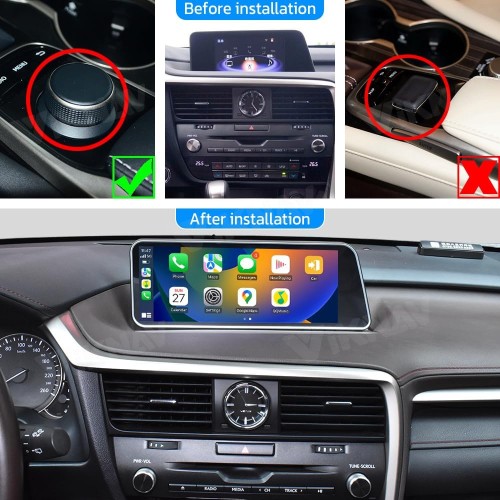 Viknav Ship From USA 128GB Android Radio For Lexus RX300 RX350 RX450H 2016-2019 Head Unit CarPlay Stereo Screen Head Unit Android Auto Touch Screen Upgrade (Knob Version)