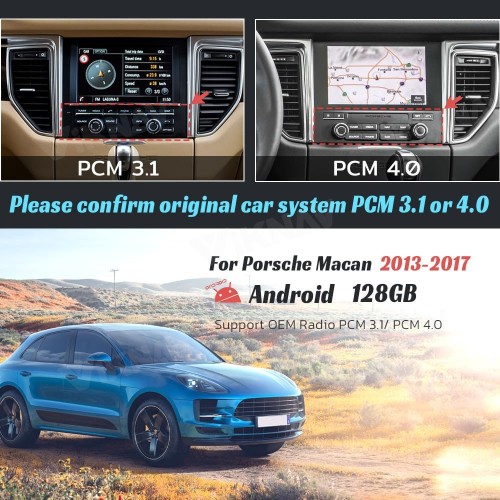 Viknav Ship From USA 8GB+128GB Android Radio Screen Upgrade For Porsche Macan 2013-2017 Touch Screen Replacement 12.3 Inch Multimedia Player GPS Navigation Auto Stereo Fit For PCM3.0 & PCM4.0