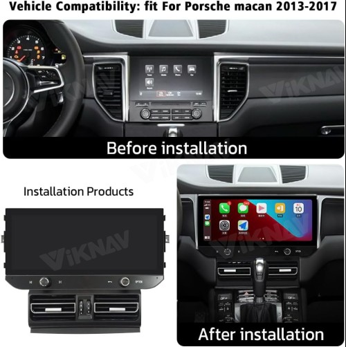 Viknav Ship From USA 8GB+128GB Android Radio Screen Upgrade For Porsche Macan 2013-2017 Touch Screen Replacement 12.3 Inch Multimedia Player GPS Navigation Auto Stereo Fit For PCM3.0 & PCM4.0