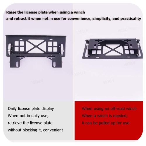 Viknav  Truck Front License Plate Bracket for Ford Raptor F150 Raptor [Front License Plate Holder - Sliding Version] - Front License Plate Frame - Folding Plate Bracket