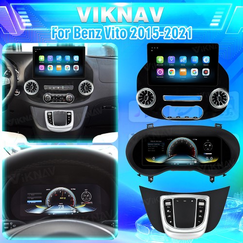 Viknav 13 Inch Android Car Radio For Benz Vito 2015-2021 Stereo Multimedia Player GPS Navigation(128GB Car Radio+Digital Instrument Cluster+Mouse）