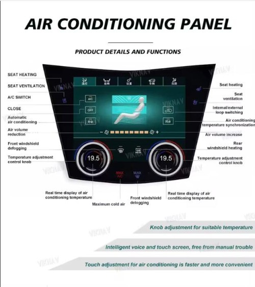 Viknav Newest AC Panel Display For Cadillac XT5 XT6 2016-2023 LCD Touch Screen LCD Air Condition Control Stereo Climate