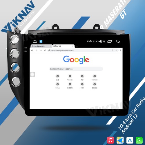 Viknav 10.4 Inch Android 8 Core Car Radio Player For Maserati GT GC GranTurismo 2007-2017 Left Hand Driving Car Multimedia Player GPS Navigation(Black 128GB)