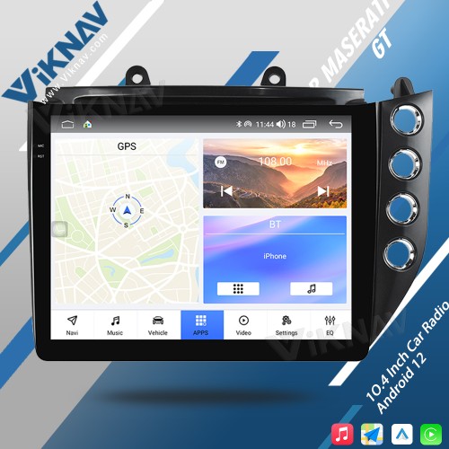 Viknav 10.4 Inch Android 8 Core Car Radio Player For Maserati GT GC GranTurismo 2007-2017 Right Hand Driving Car Multimedia Player GPS Navigation(Black 128GB)