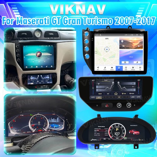 Viknav 10.4 Inch Android 8 Core Car Radio Player For Maserati GT GC GranTurismo 2007-2017 Left Hand Driving Car Multimedia Player GPS Navigation(Car Radio+Digital Cluster+AC)