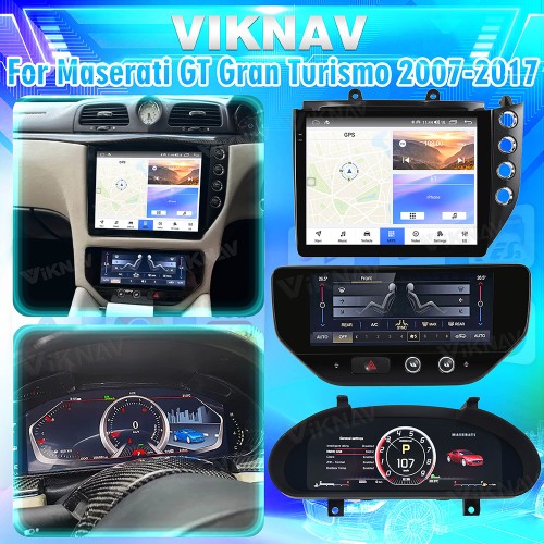 Viknav 10.4 Inch Android 8 Core Car Radio Player For Maserati GT GC GranTurismo 2007-2017 Right Hand Driving Car Multimedia Player GPS Navigation(Car Radio+Digital Cluster+AC)