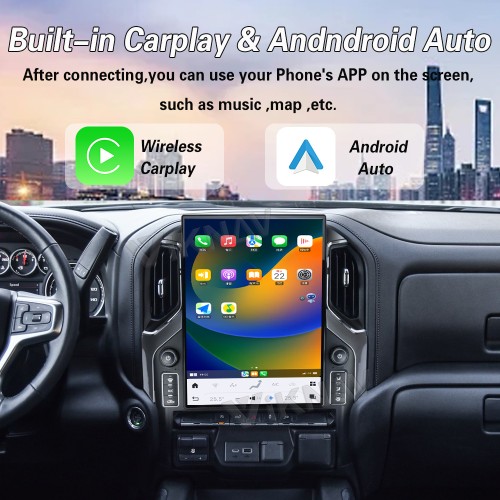 Viknav 15.6" Car Radio For Chevrolet Silverado GMC SIERRA 2019 2020 2021 2022 2023 Multimedia Video Player Auto GPS Navigation Carplay (128GB)