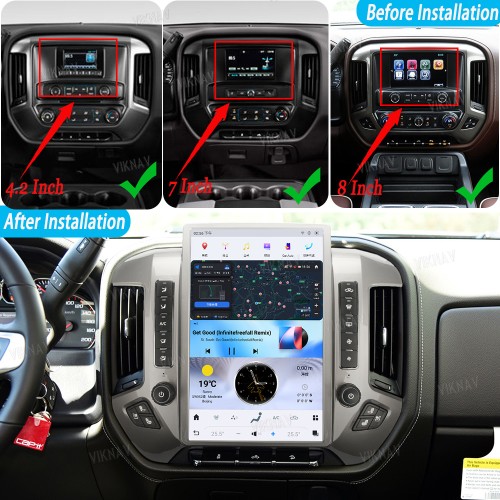 Viknav 14.4inch Car Radio For Chevrolet Silverado / GMC SIERRA 2013-2018 Touch Screen Android Head Unit GPS Navigation Player Autoradio(silvery 128GB)