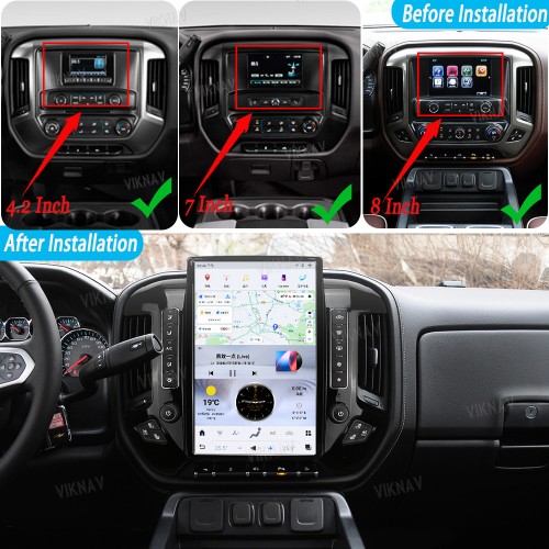 Viknav Car Radio For Chevrolet  Silverado / GMC SIERRA 2013-2018 HD Touch Screen Android Head Unit Wirless Carplay GPS Navigation Player Autoradio (black 128GB)