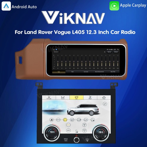 12.3 Inch Touch Screen Car Radio And AC For Land Rover Range Rover Vogue L405 2013-2017 Multimedia Player GPS Navigation Head Unit (Brown All)