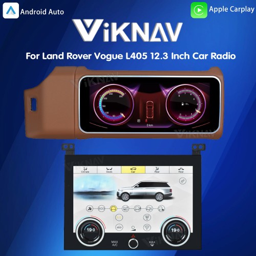 12.3 Inch Touch Screen Car Radio And AC For Land Rover Range Rover Vogue L405 2013-2017 Multimedia Player GPS Navigation Head Unit (Brown All)