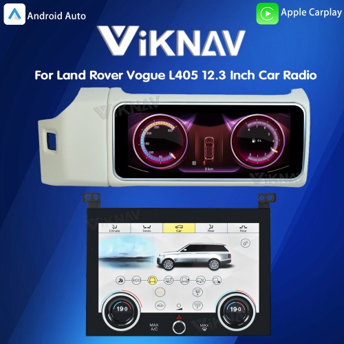 12.3 Inch Touch Screen Car Radio And AC For Land Rover Range Rover Vogue L405 2013-2017 Multimedia Player GPS Navigation Head Unit (White All)