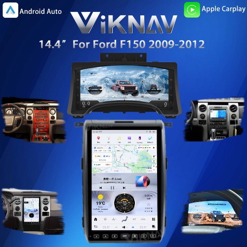 Viknav 14.4 inch Upgrade Android Car Radio With Digital Cluster Instrument For Ford F150 2009-2012 Wireless Carplay GPS Navigation Multimedia Player Stereo Head Unit