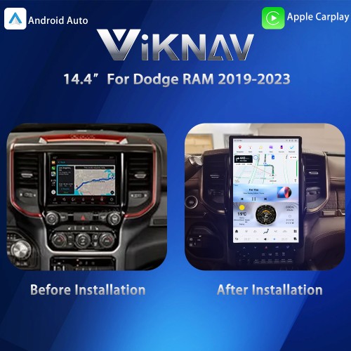 Viknav 14.4 inch Car Radio For Dodge RAM 2019-2023 Wireless Carplay Android 13 Touch Screen GPS Navigation Head Unit Multimedia Player