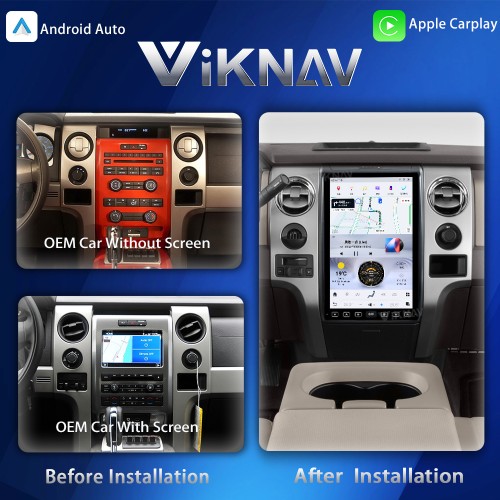 Viknav 14.4 inch Upgrade Android Car Radio With Digital Cluster Instrument For Ford F150 2009-2012 Wireless Carplay GPS Navigation Multimedia Player Stereo Head Unit