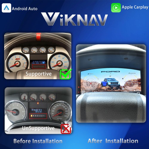 Viknav 14.4 inch Upgrade Android Car Radio With Digital Cluster Instrument For Ford F150 2009-2012 Wireless Carplay GPS Navigation Multimedia Player Stereo Head Unit