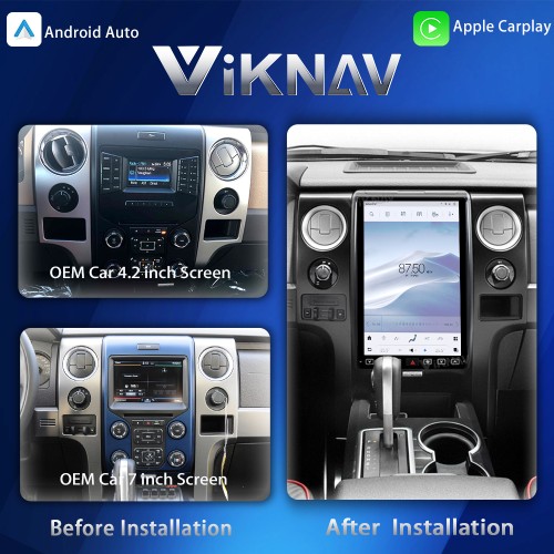 Viknav Upgrade Android 14.4 inch Touch Screen Car Radio For Ford F150 2013-2014 Wireless Carplay GPS Navigation Multimedia player Auto Stereo Head Unit(128GB)