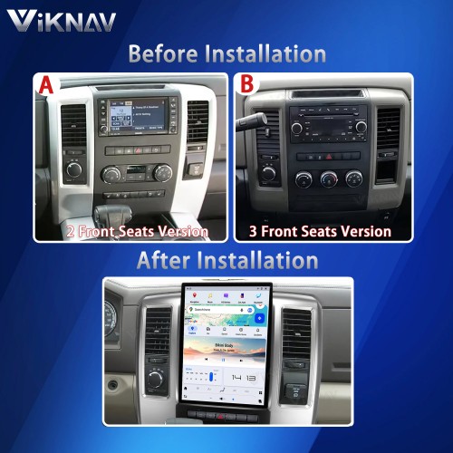 Viknav 13.8 inch Car Radio For Dodge RAM 2008-2011 Wireless Carplay Android 13 Touch Screen Multimedia Player Head Unit