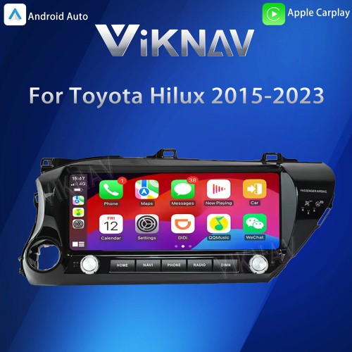 Viknav 12.3 Inch Car Radio For Toyota Hilux 2015-2023  Wirless Carplay Android Auto Car GPS Navigation Multimedia Player Head Unit(128GB)