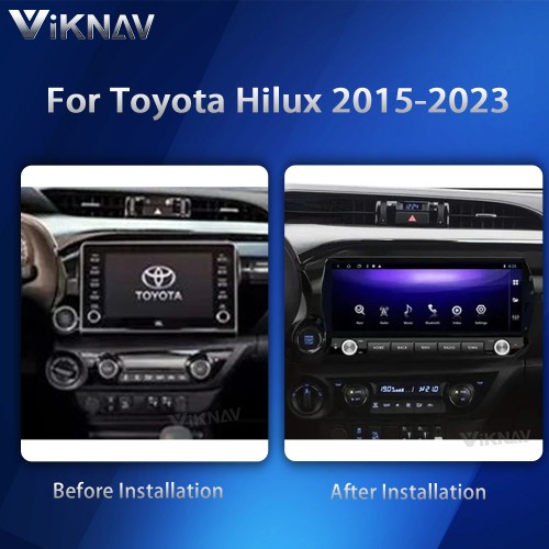 Viknav 12.3 Inch Car Radio For Toyota Hilux 2015-2023  Wirless Carplay Android Auto Car GPS Navigation Multimedia Player Head Unit(128GB)