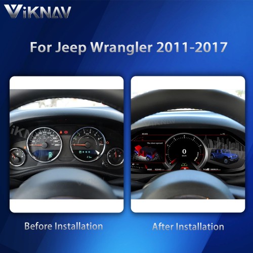 Viknav 12.3 inch Digital Dash Instrument Cluster for Jeep Wrangler 2011-2017 LCD JK Digital Gauge Instrument Speedometer Replacement