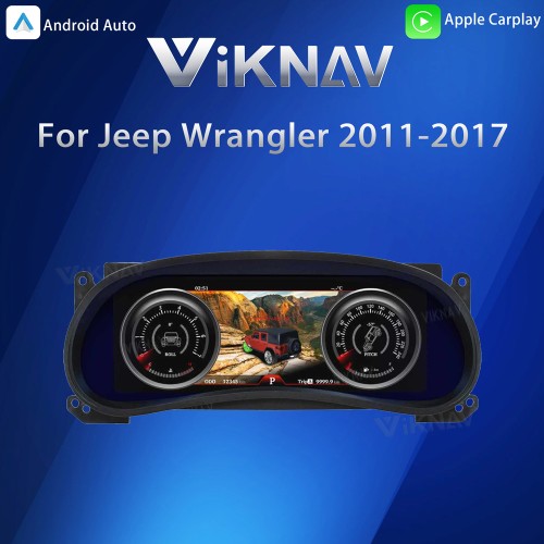 Viknav 12.3 inch Digital Dash Instrument Cluster for Jeep Wrangler 2011-2017 LCD JK Digital Gauge Instrument Speedometer Replacement